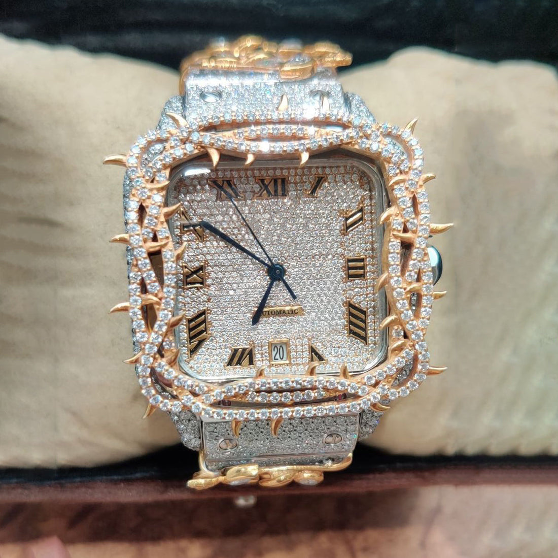 Engraved dial detail on luxury watch