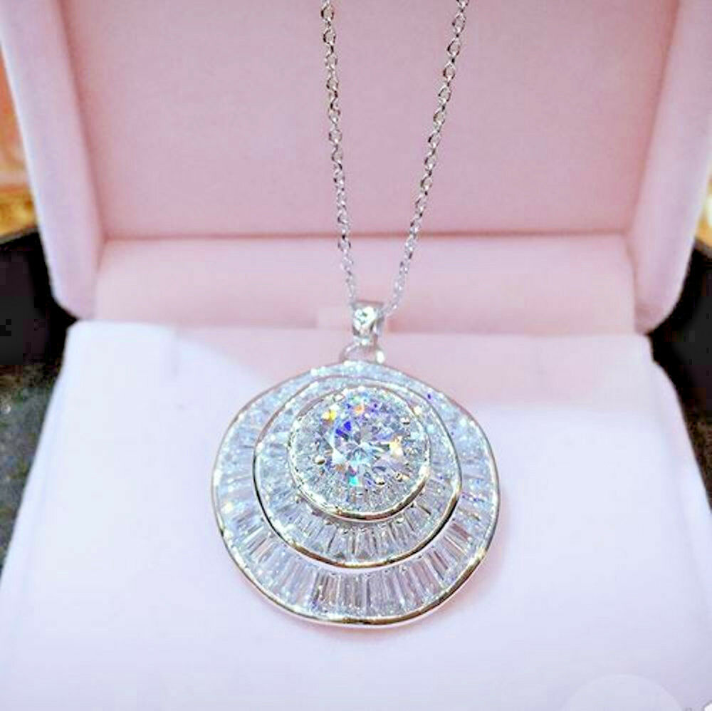 2 TCW Round Cut Diamond Halo Pendant For Women, Christmas Gifts, Anniversary Gifts
