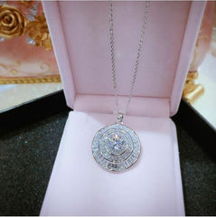 2 TCW Round Cut Diamond Halo Pendant For Women, Christmas Gifts, Anniversary Gifts