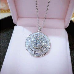 2 TCW Round Cut Diamond Halo Pendant For Women, Christmas Gifts, Anniversary Gifts