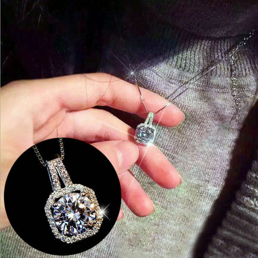 2 CT Round Cut Diamond Halo Pendant For Women, Christmas Gifts, Anniversary Gifts, Charm Pendant