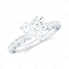 1.00 TCW Heart Cut Solitaire With Accents 10K Moissanite Ring for Women