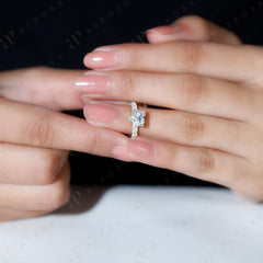 1.00 TCW Heart Cut Solitaire With Accents 10K Moissanite Ring for Women