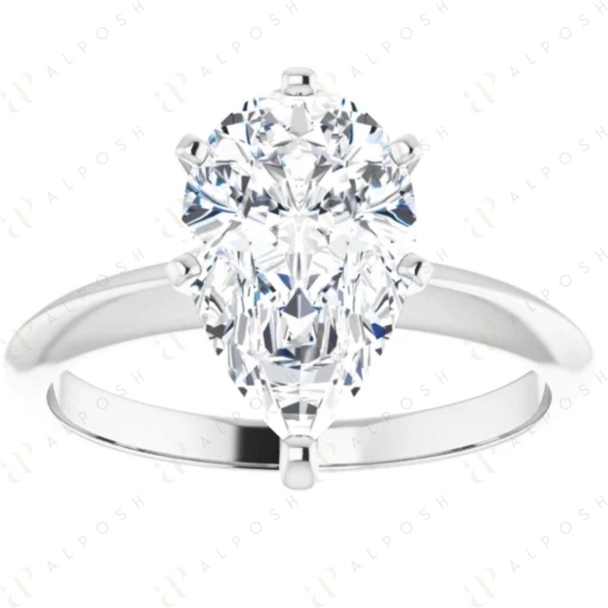 Bague solitaire en moissanite taille poire 10 carats 2,00 TCW pour femme