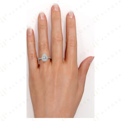 0.70 TCW Pear Cut Double Halo 10K Moissanite Ring for Women