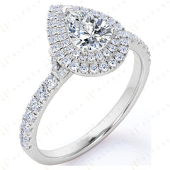 0.70 TCW Pear Cut Double Halo 10K Moissanite Ring for Women