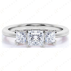 0.70 TCW Princess Cut 3 Stone 10K Moissanite Ring for Women