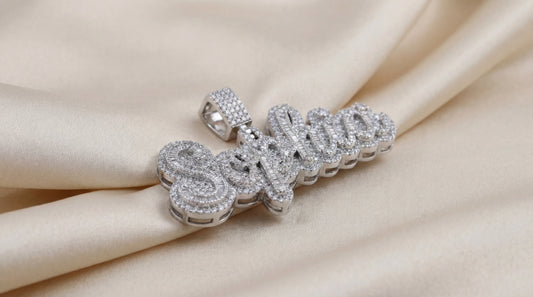 Three-Step Custom Letter Pendant – Baguette & Round Moissanite Diamonds by Alposh