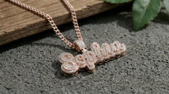 Three-Step Custom Letter Pendant – Baguette & Round Moissanite Diamonds by Alposh