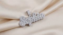 Three-Step Custom Letter Pendant – Baguette & Round Moissanite Diamonds by Alposh