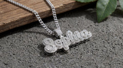 Three-Step Custom Letter Pendant – Baguette & Round Moissanite Diamonds by Alposh