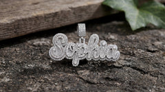 Three-Step Custom Letter Pendant – Baguette & Round Moissanite Diamonds by Alposh