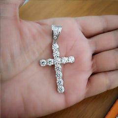 2.75 TCW Round Cut Diamond Charm Pendant For Women, Cross Pendant, Anniversary Gifts, Christmas Gifts