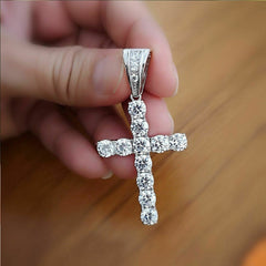 2.75 TCW Round Cut Diamond Charm Pendant For Women, Cross Pendant, Anniversary Gifts, Christmas Gifts